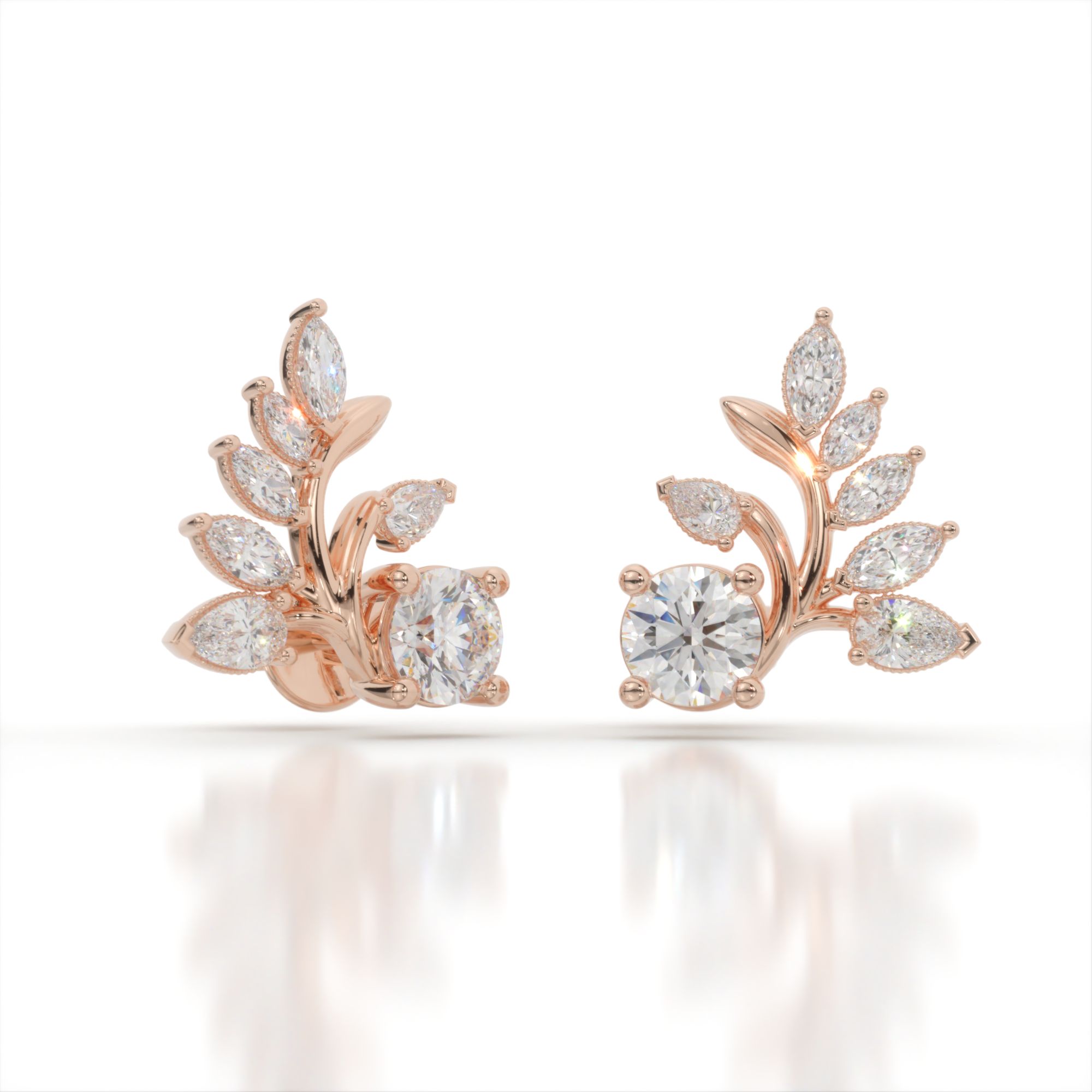 Laurel Crown Diamond Earrings