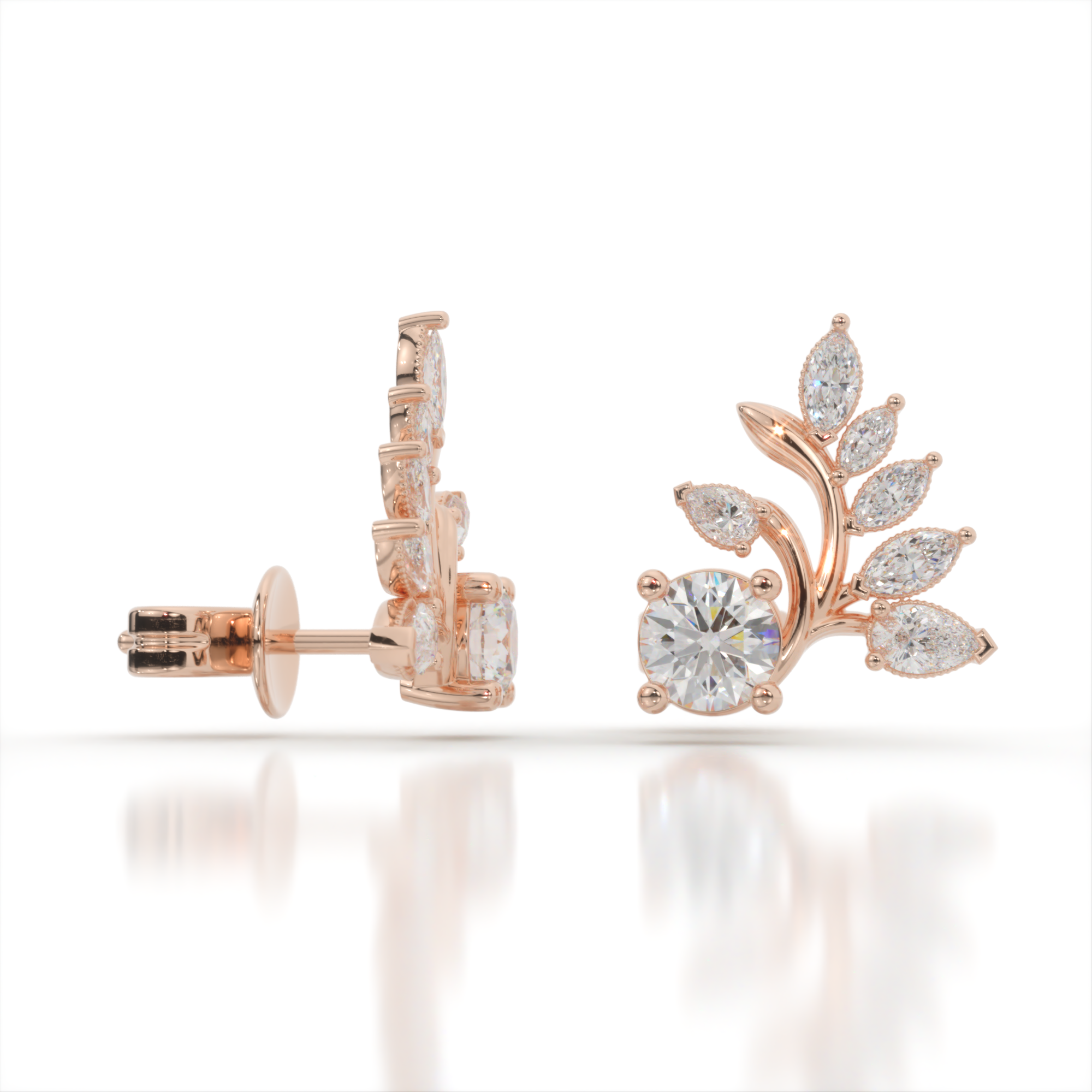 Laurel Crown Diamond Earrings