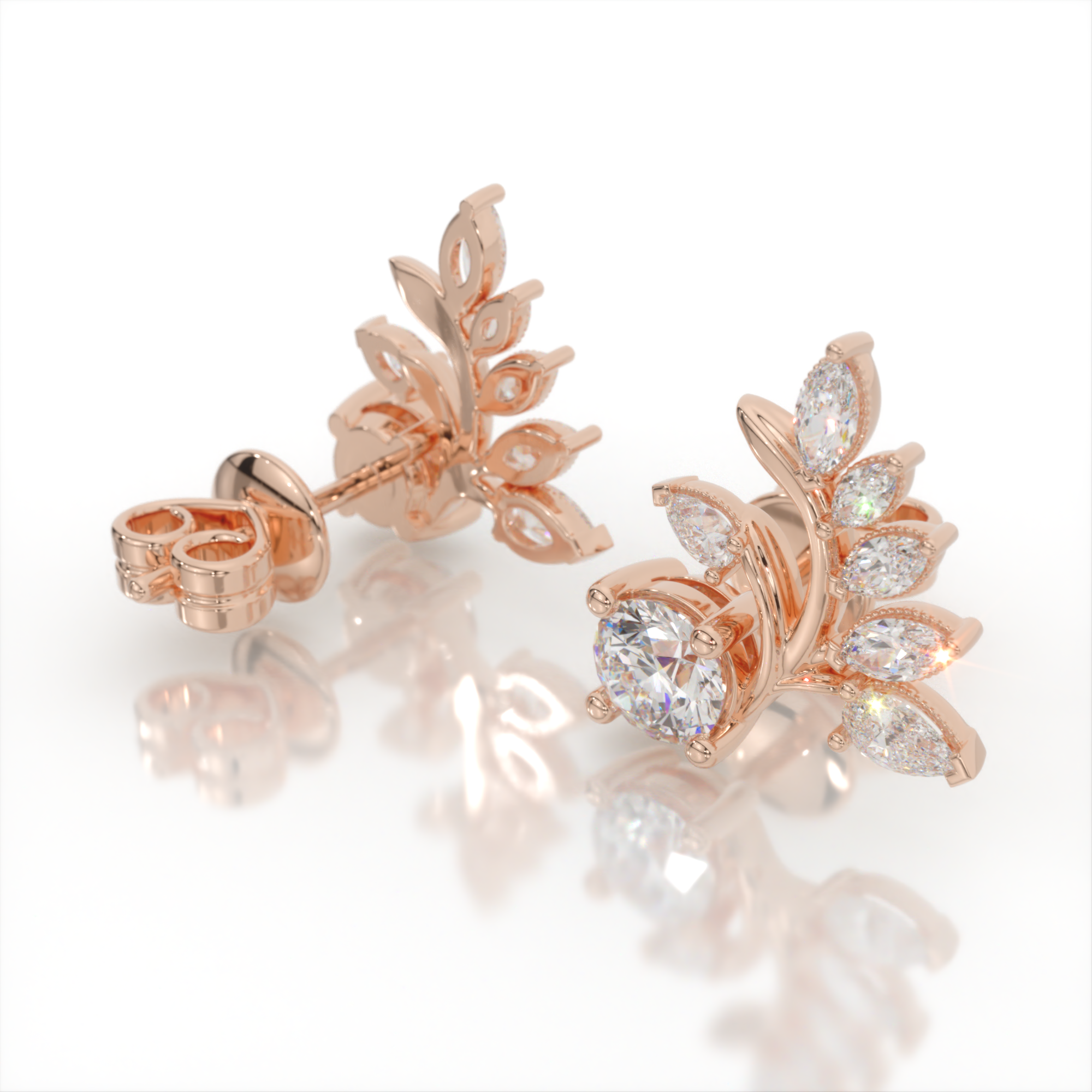 Laurel Crown Diamond Earrings
