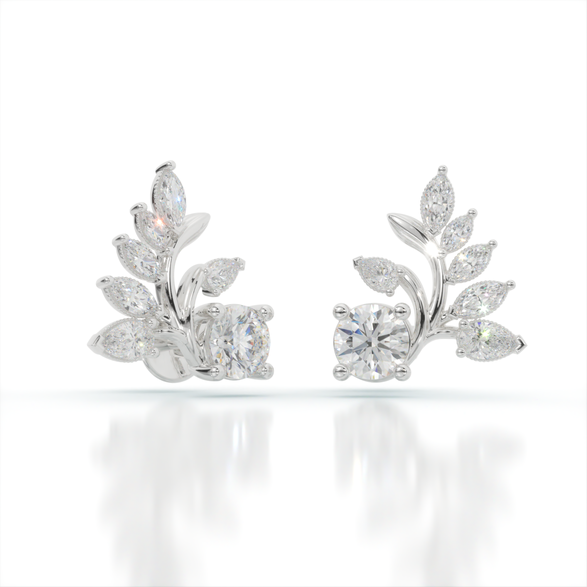 Laurel Crown Diamond Earrings