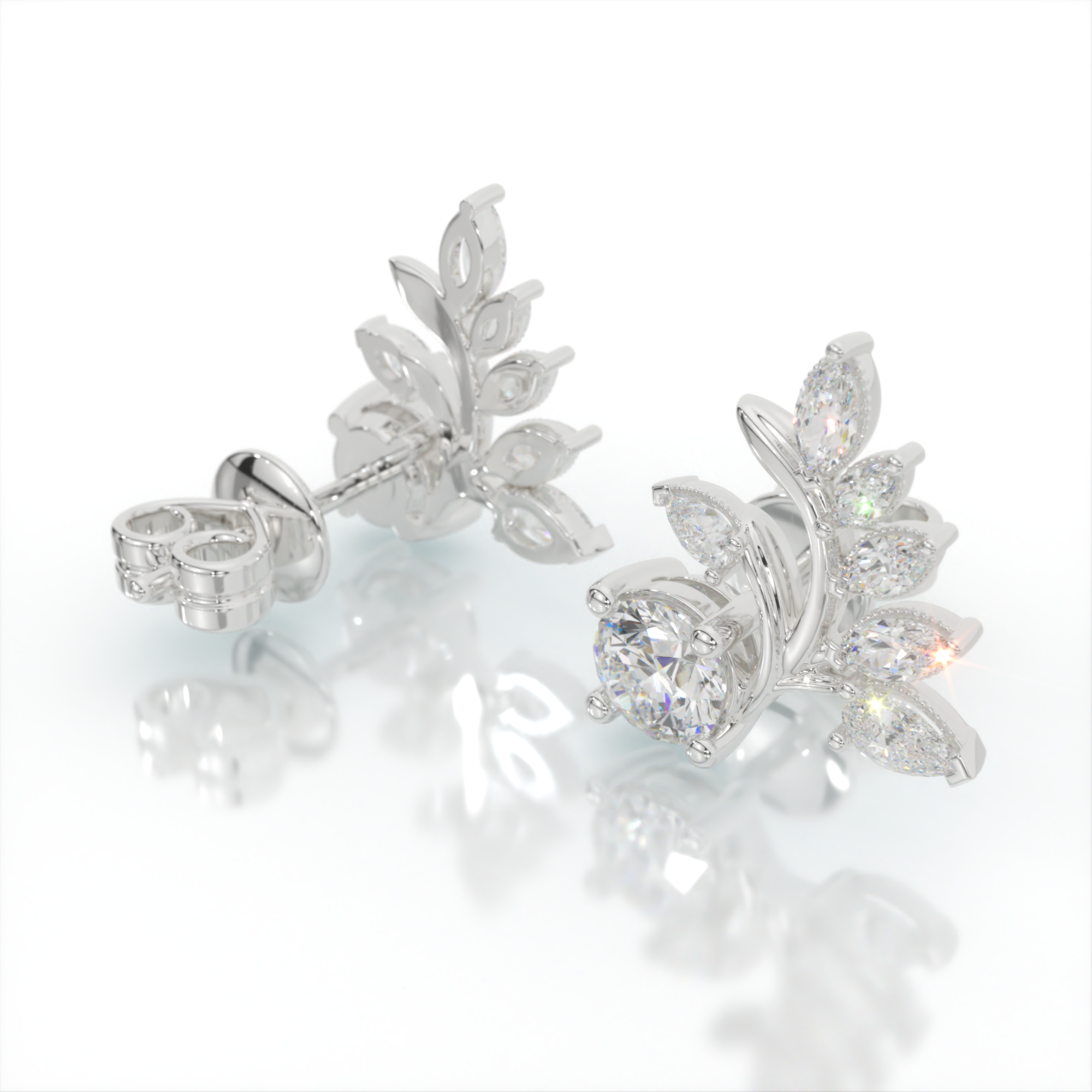 Laurel Crown Diamond Earrings