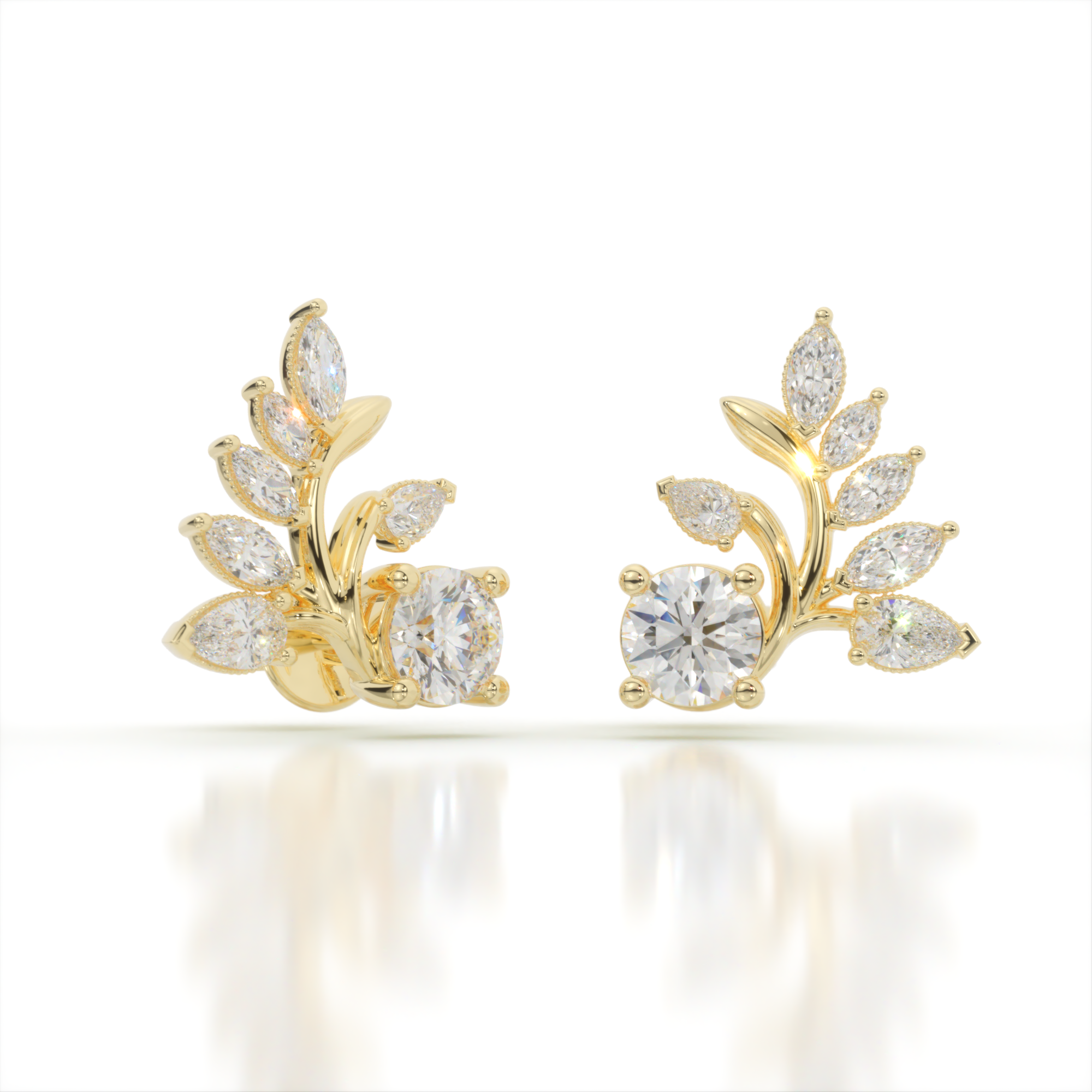 Laurel Crown Diamond Earrings