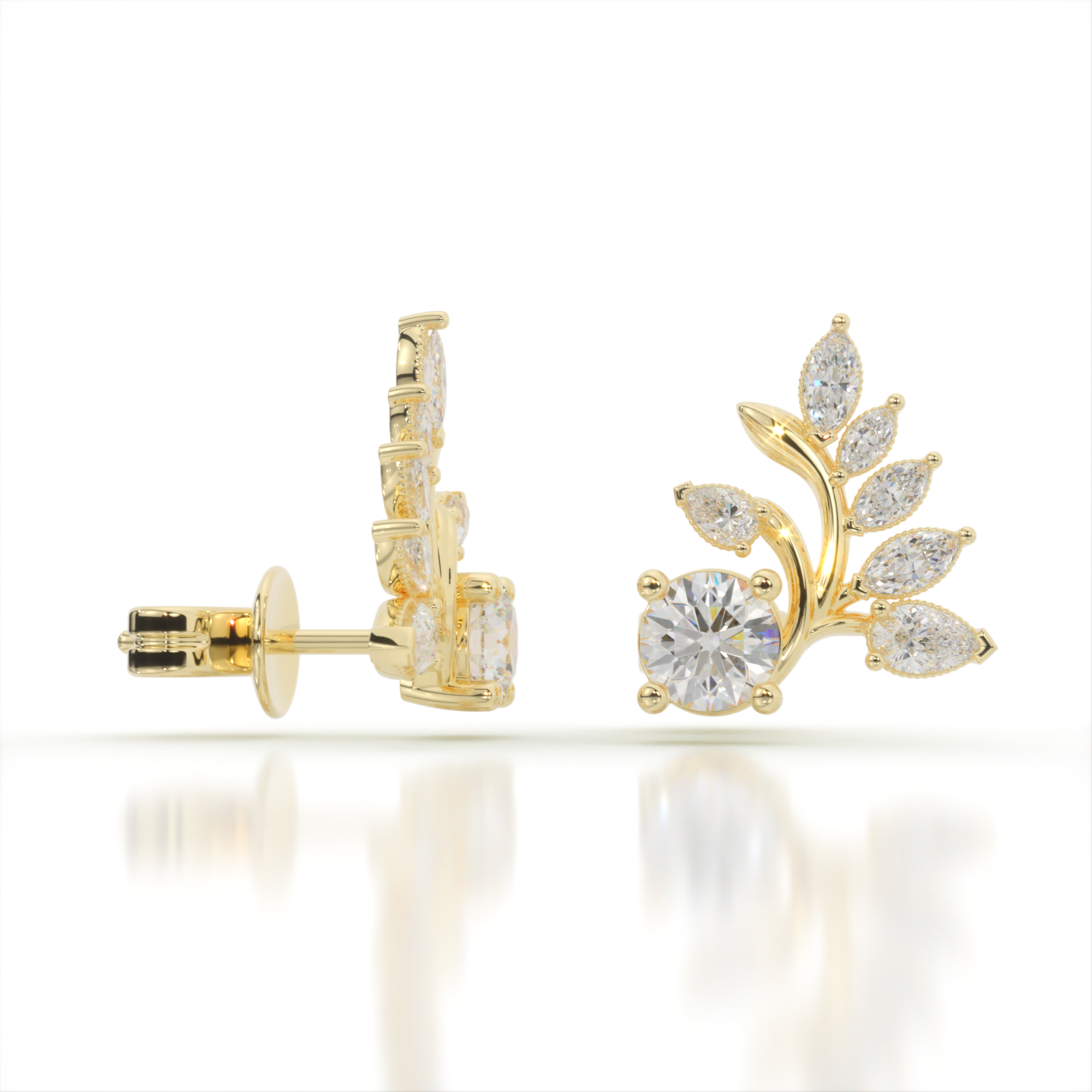 Laurel Crown Diamond Earrings
