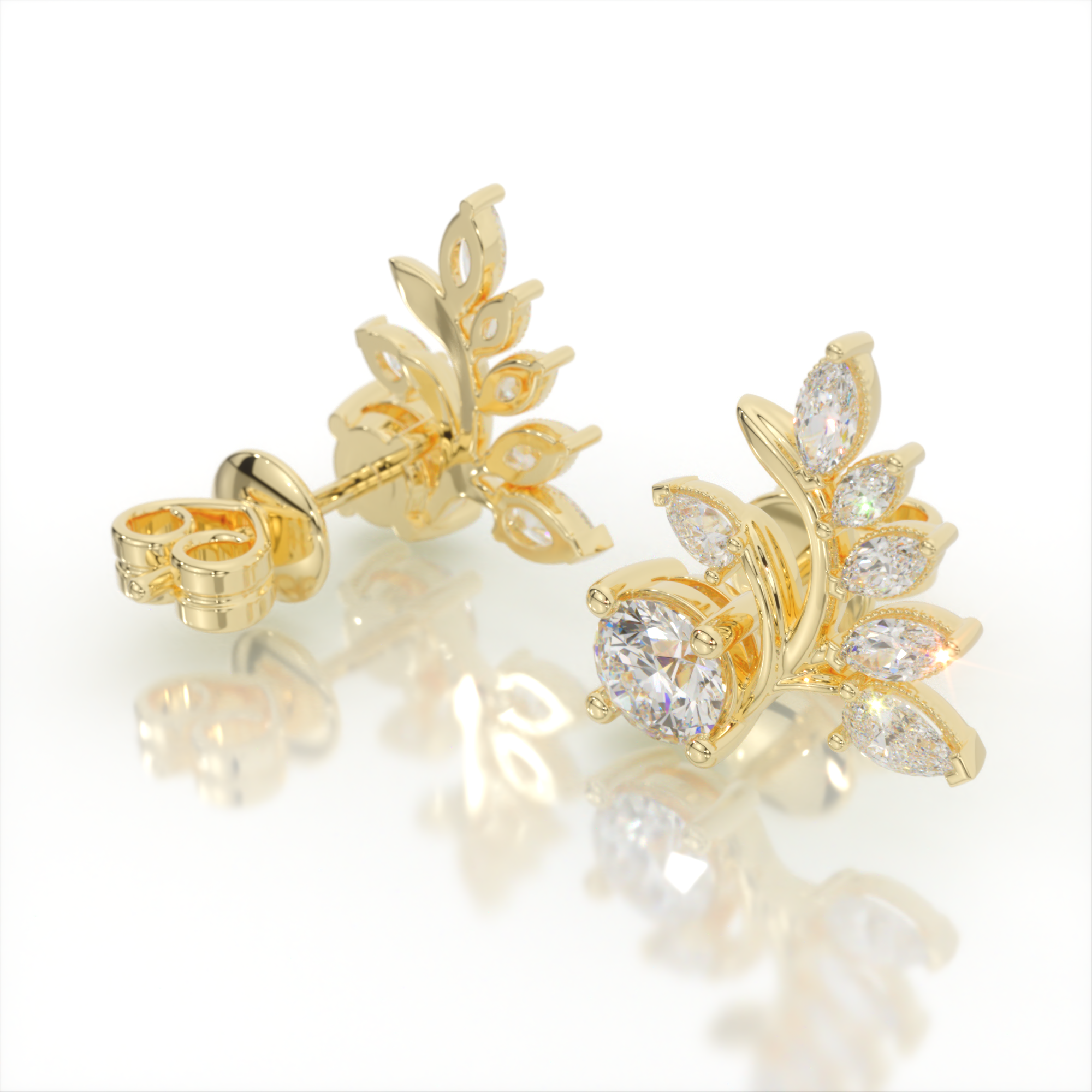 Laurel Crown Diamond Earrings