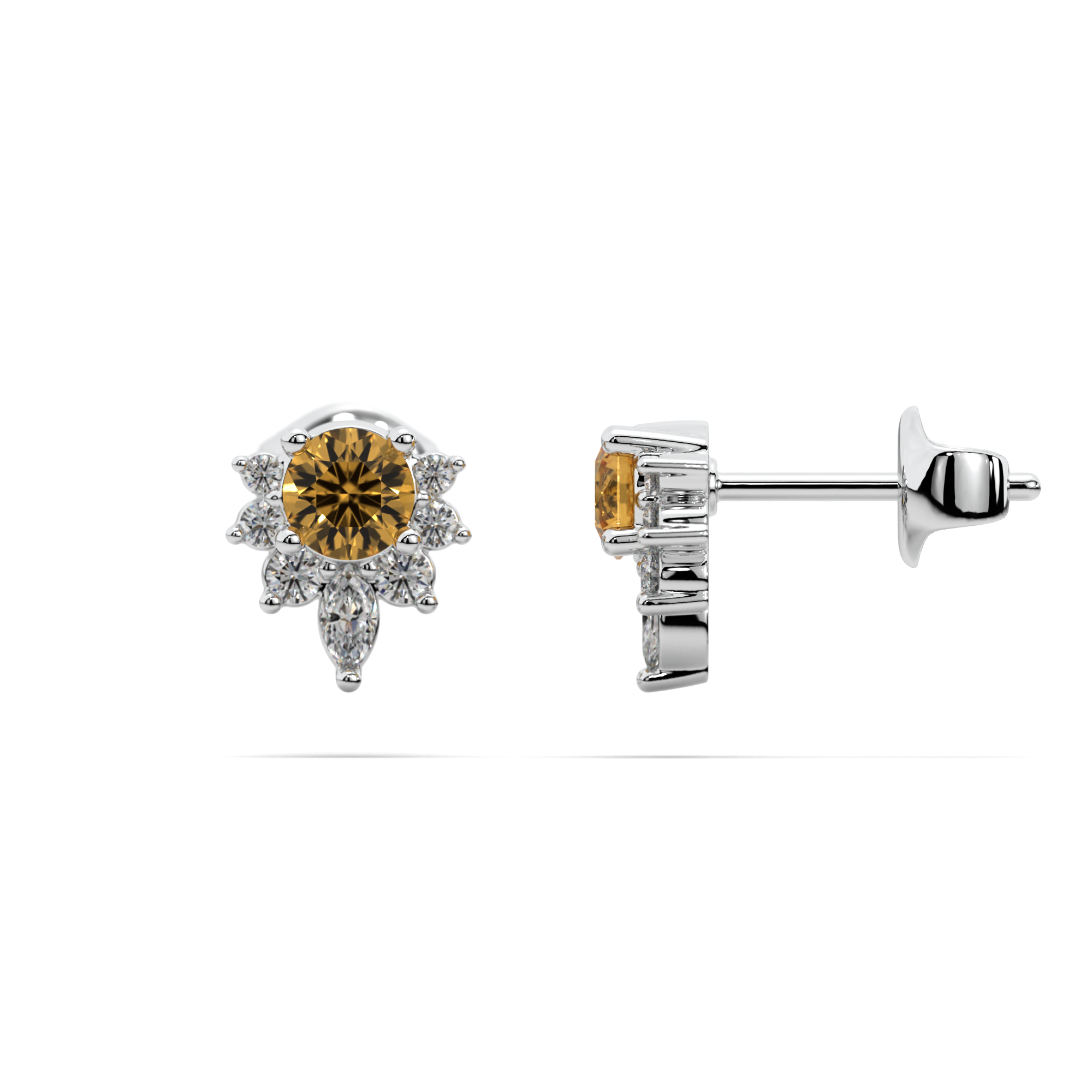 Helios Citrine Diamond Earrings