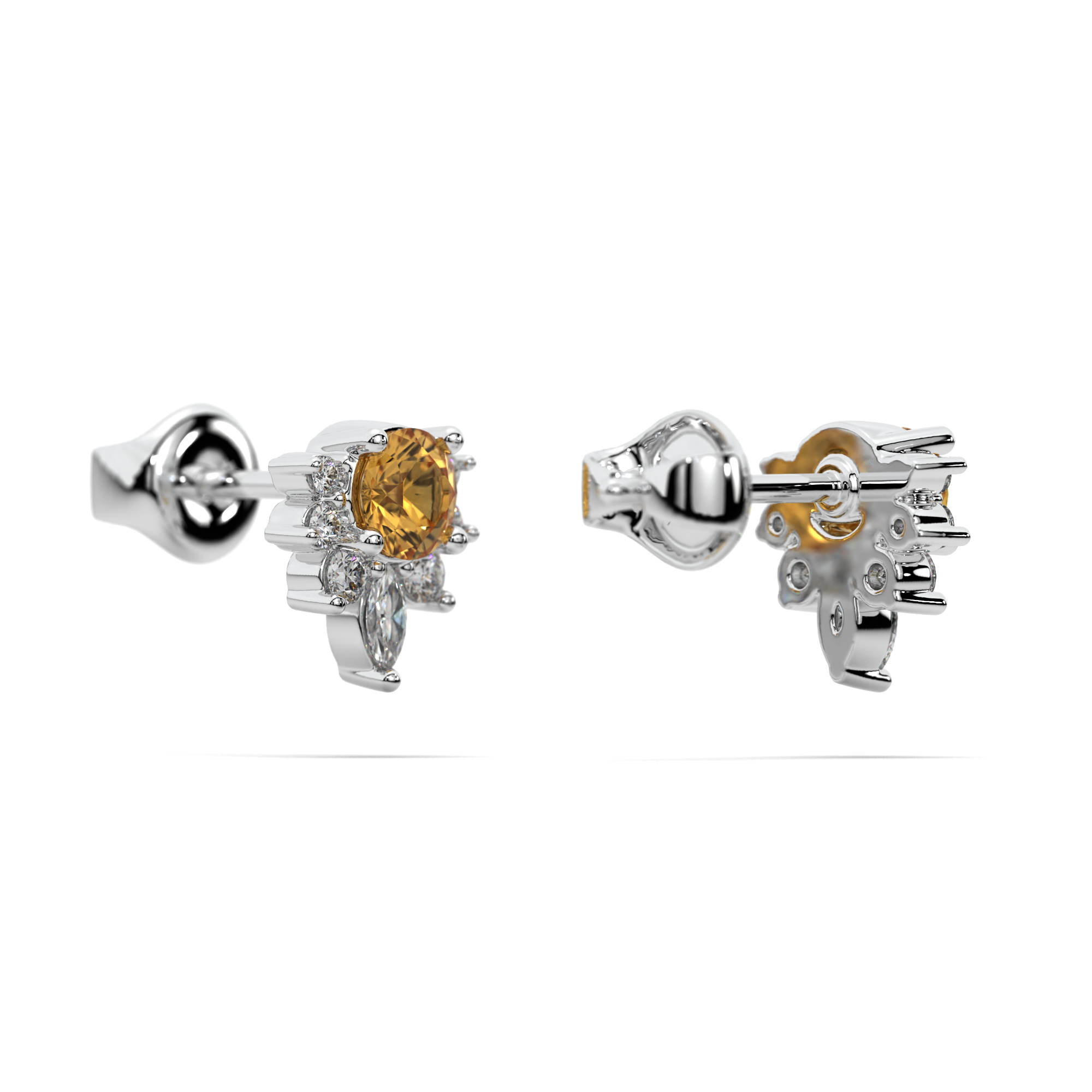 Helios Citrine Diamond Earrings