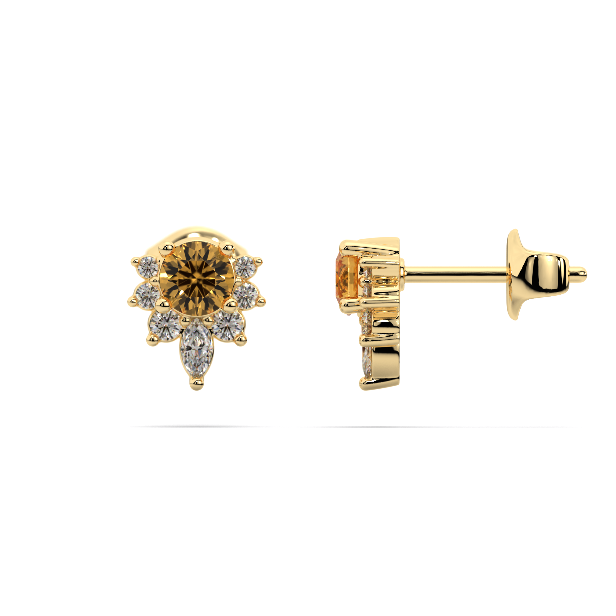 Helios Citrine Diamond Earrings
