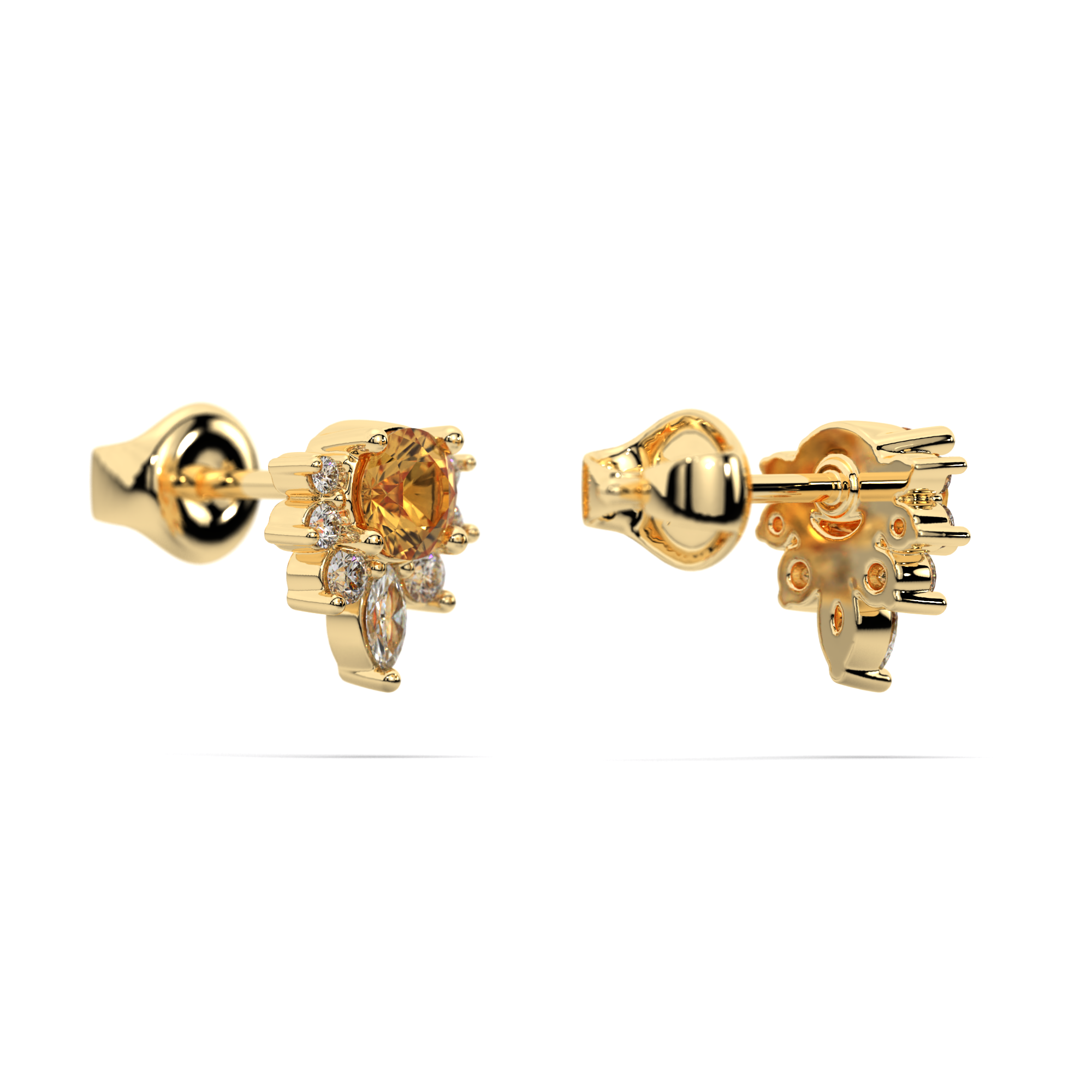 Helios Citrine Diamond Earrings