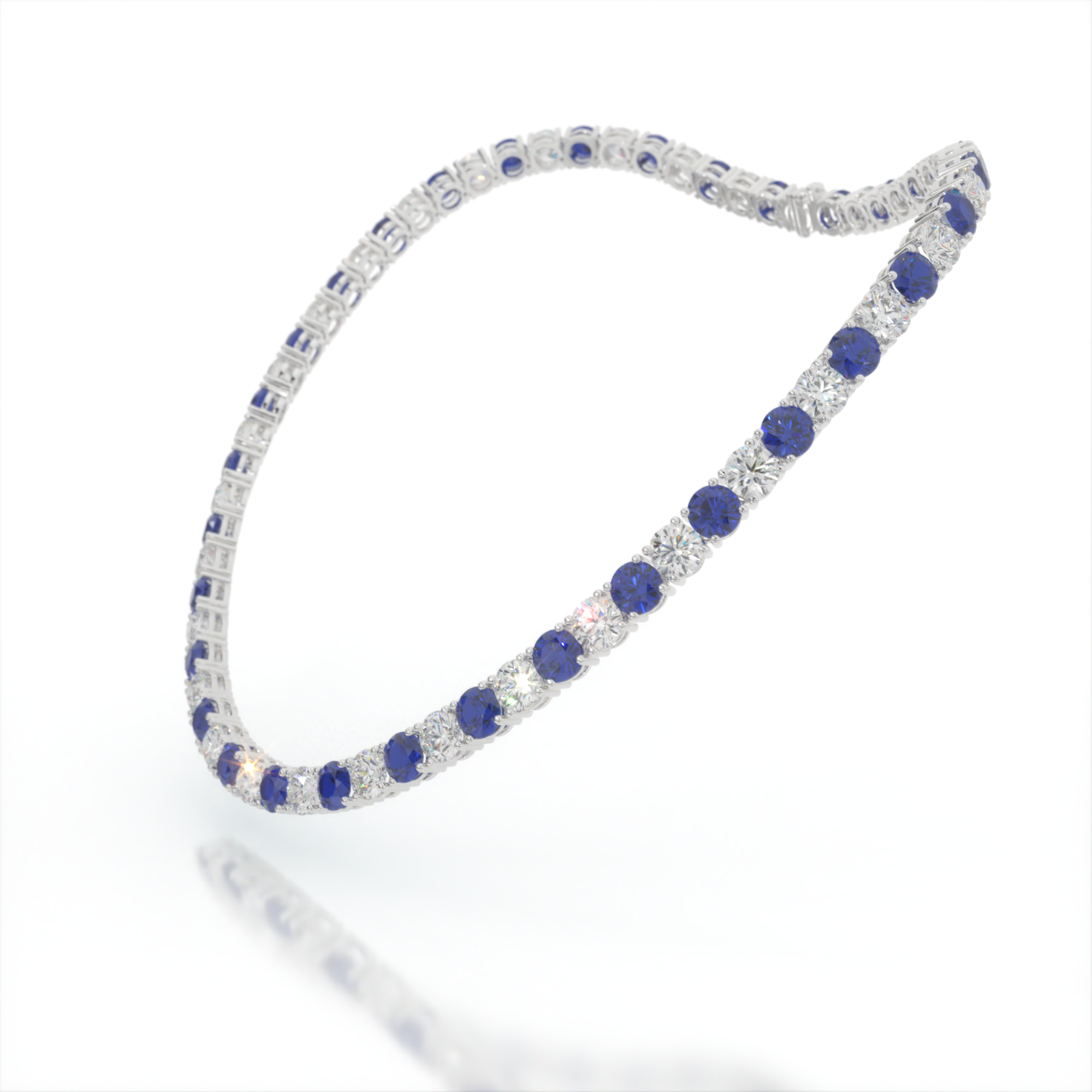 Selene's Sapphire and Diamond Tennis Necklace