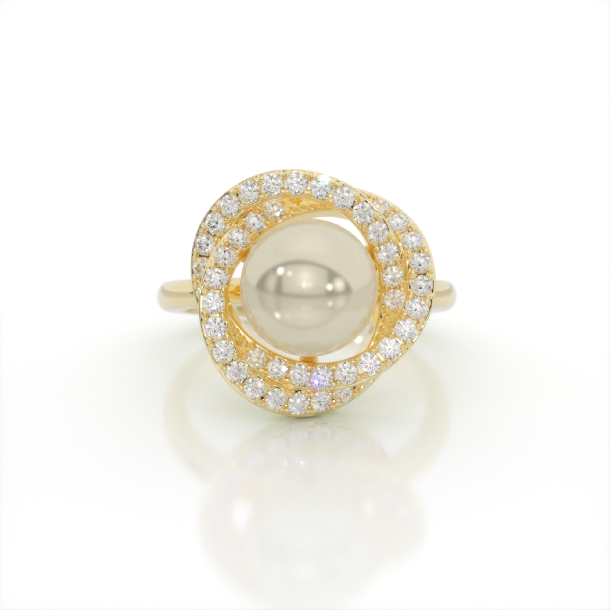 Oceanus Orbit Pearl and Diamond Ring