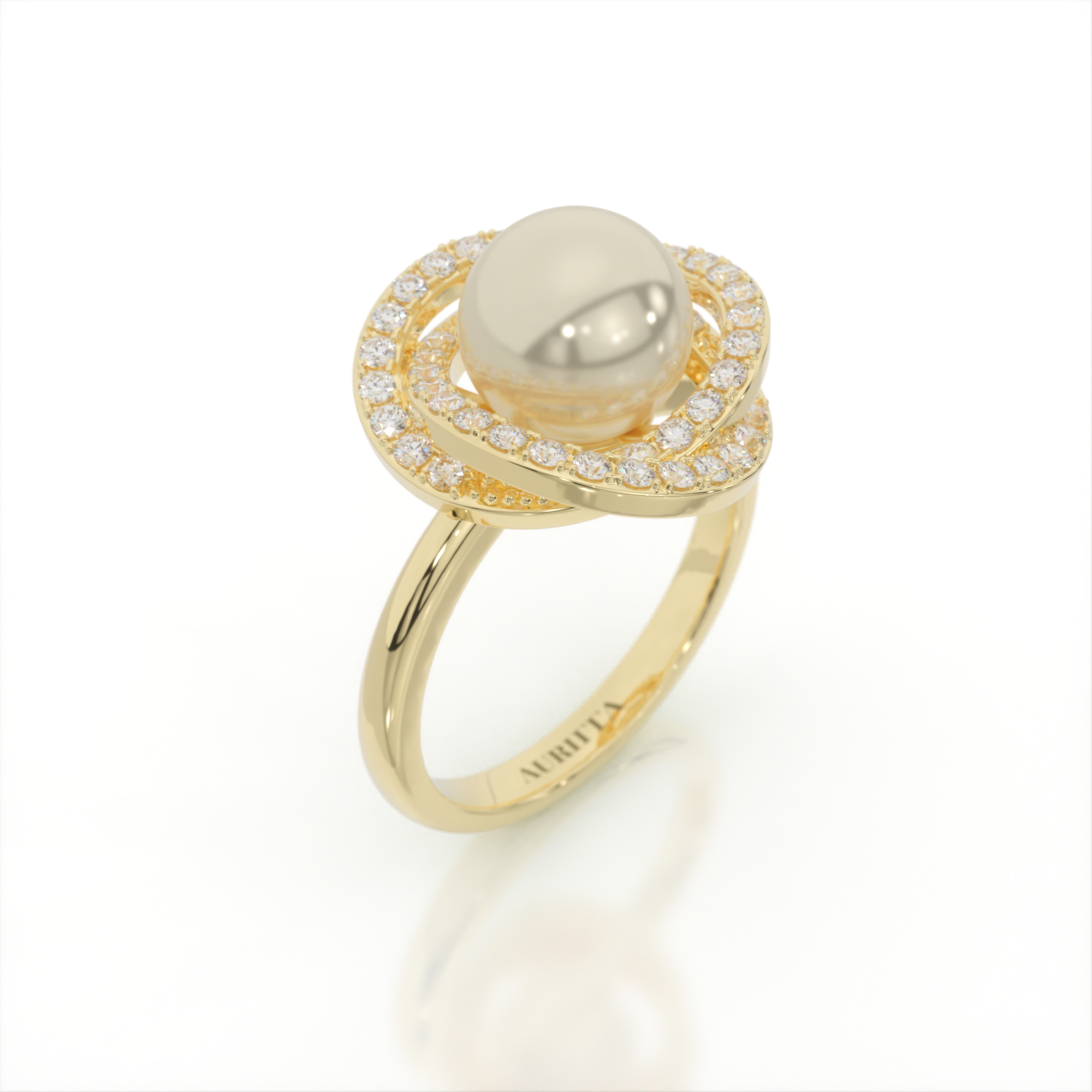 Oceanus Orbit Pearl and Diamond Ring