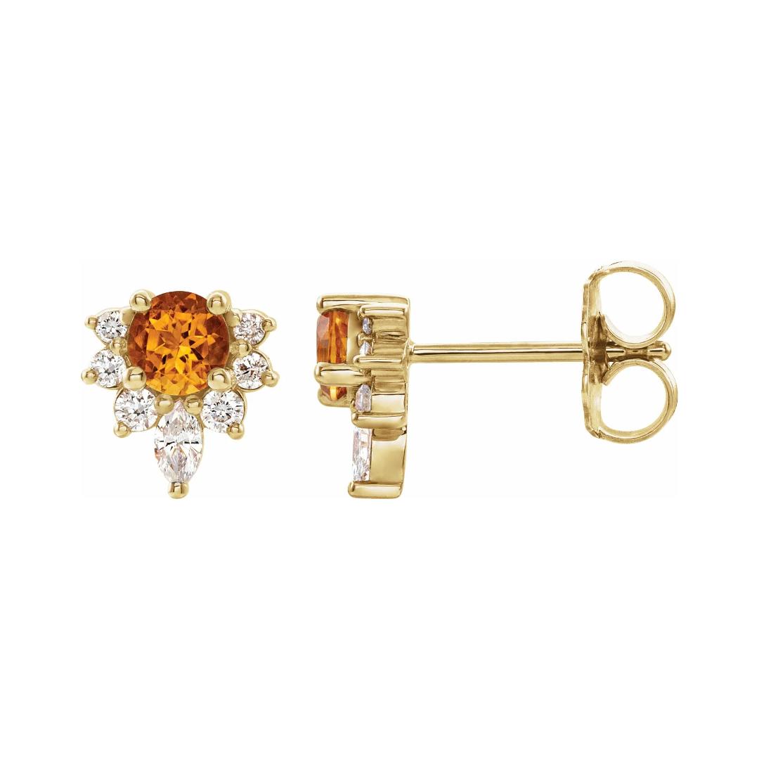 Helios Citrine Diamond Earrings