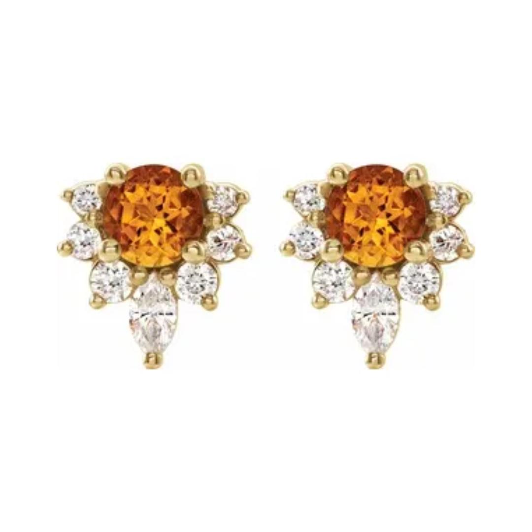 Helios Citrine Diamond Earrings