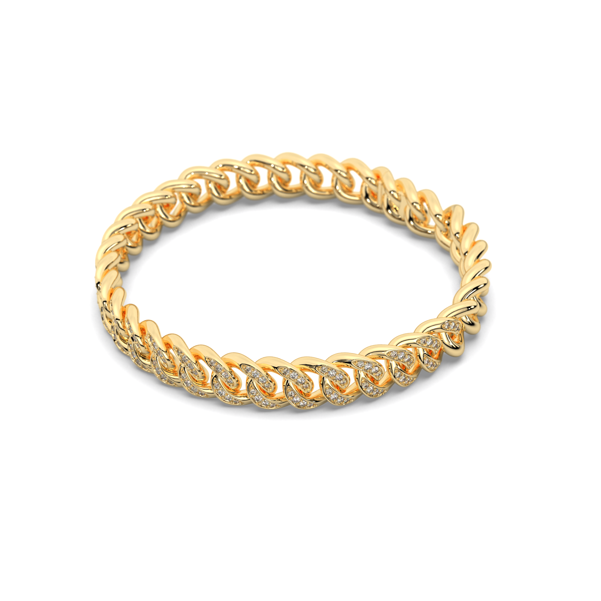 Olympic Curb Link Diamond and Gold Bracelet