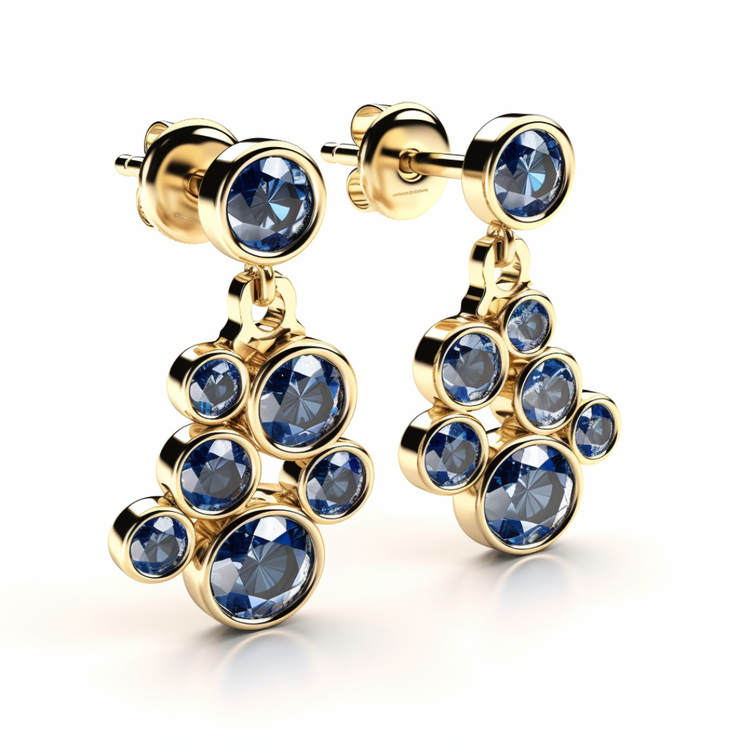 Okeanós Blue Sapphire Cluster Earrings