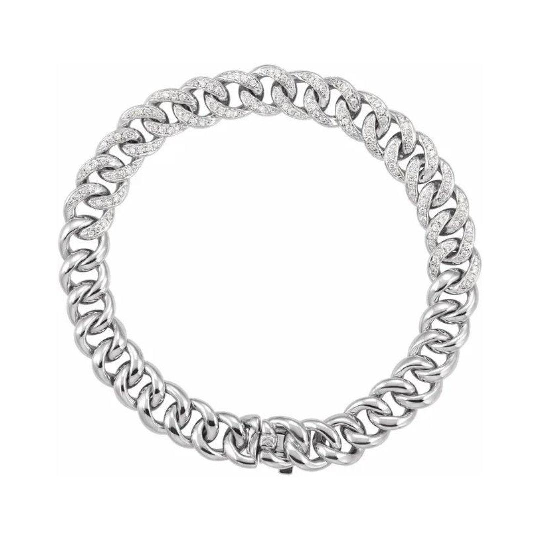 Olympic Curb Link Diamond and Gold Bracelet