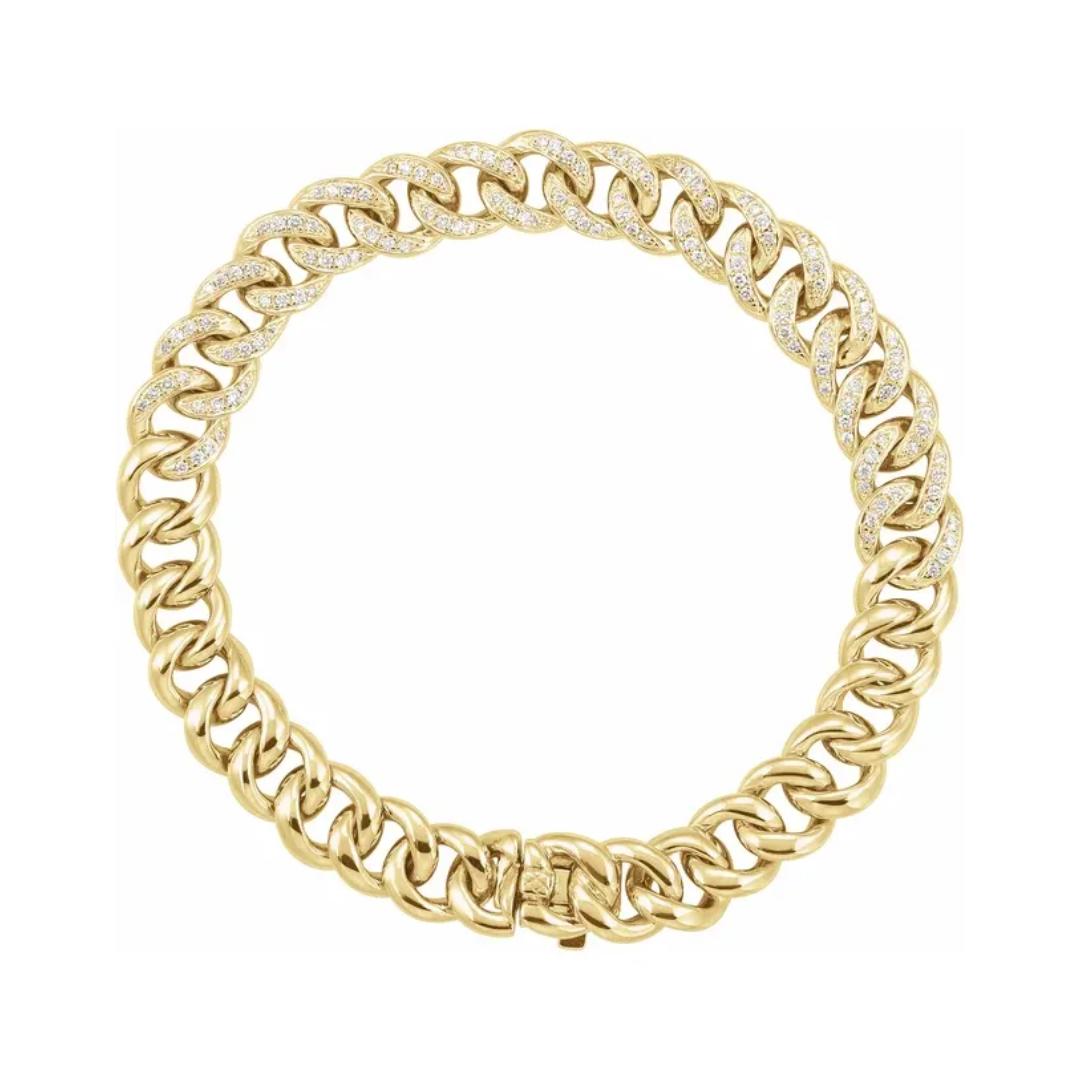 Olympic Curb Link Diamond and Gold Bracelet