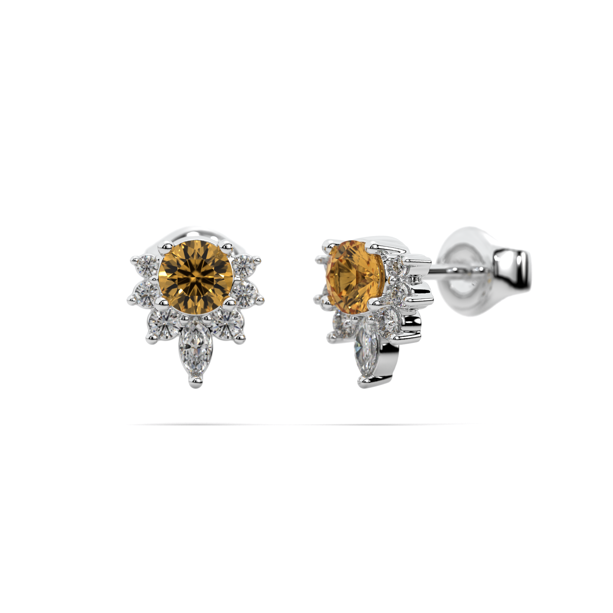 Helios Citrine Diamond Earrings