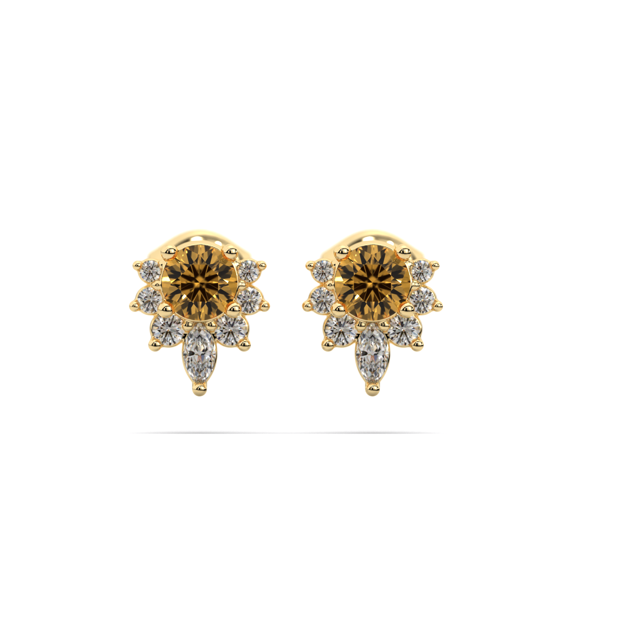 Helios Citrine Diamond Earrings