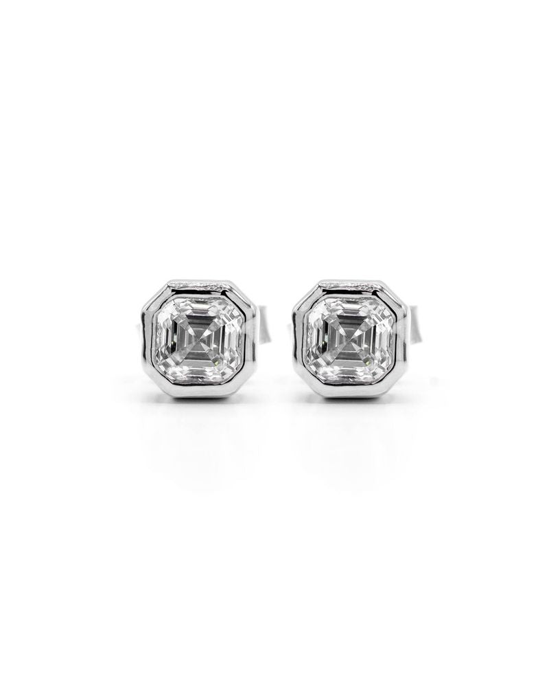 Ascendancy Asscher Bezel Stud Earrings