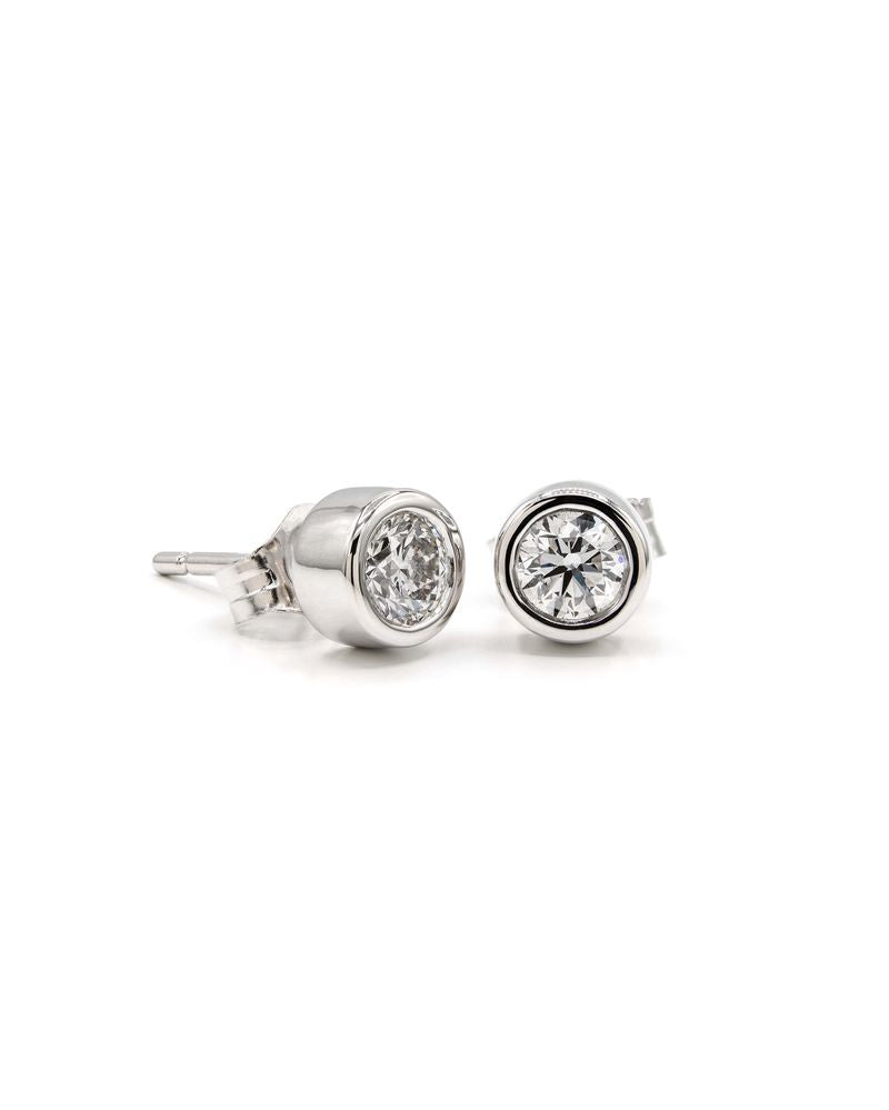 Celestial Halo Bezel Stud Earrings